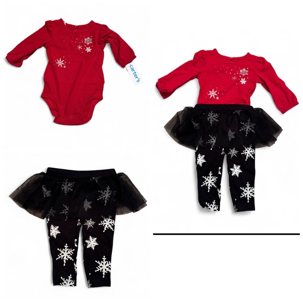 Carter's Festive Red and Black Snowflake Outfit 6 Month